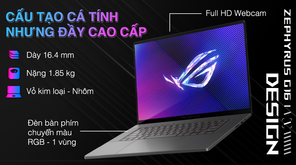 Laptop Asus Gaming ROG Zephyrus G16 GU605MV Ultra 9 185H/32GB/1TB/8GB RTX4060/240Hz/Túi/Win11 (QR135W)