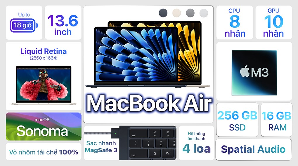 Laptop Apple MacBook Air 13 inch M3 16GB/256GB