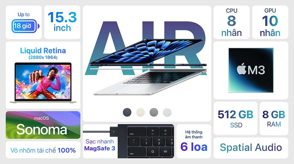 Laptop Apple MacBook Air 15 inch M3 8GB/512GB