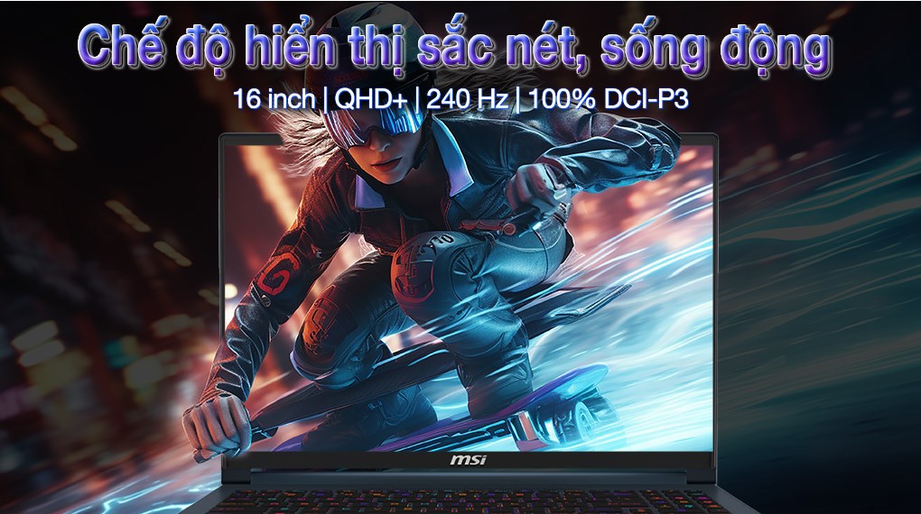 Laptop MSI Gaming Stealth 16 AI Studio A1VGG Ultra 9 185H/32GB/2TB/8GB RTX4070/240Hz/Balo/Chuột/Win11 (089VN)