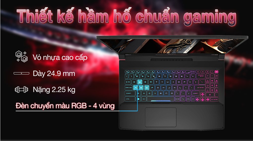 Laptop MSI Gaming Katana A15 AI B8VF - 419VN (R7 8845HS, 16GB, 512GB, RTX 4060 8GB, Full HD 144Hz, Win11)