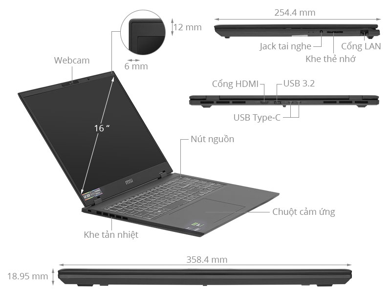 MSI Prestige 16 AI Studio B1VFG Ultra 9 185H/32GB/1TB/8GB RTX4060/Balo/Chuột/Win11 (082VN)