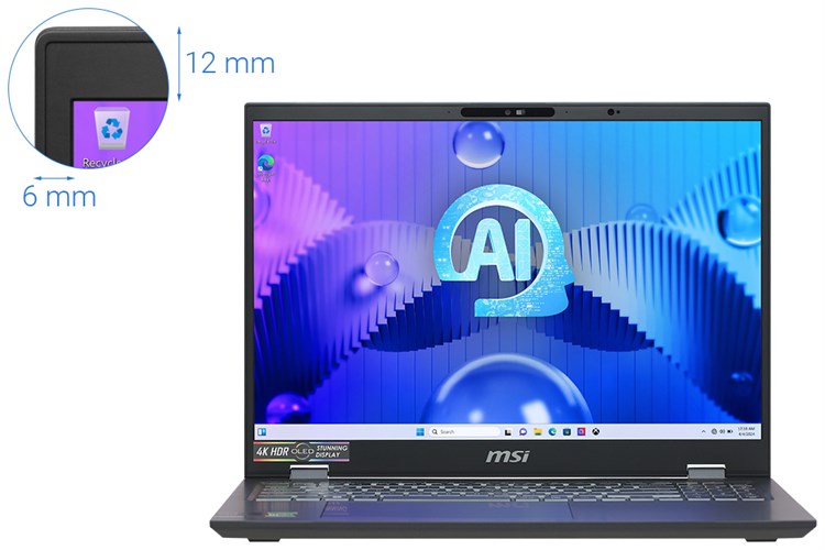 Laptop MSI Prestige 16 AI Studio B1VFG Ultra 9 185H/32GB/1TB/8GB RTX4060/Balo/Chuột/Win11 (082VN) Màu Xám