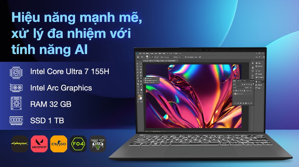 Laptop MSI Prestige 13 AI Evo A1MG - 062VN (Ultra 7 155H, 32GB, 1TB, 2.8K OLED, Win11)