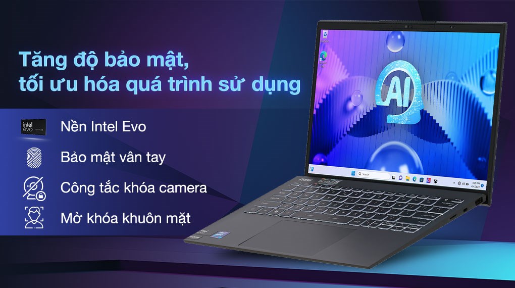 Laptop MSI Prestige 13 AI Evo A1MG - 062VN (Ultra 7 155H, 32GB, 1TB, 2.8K OLED, Win11)