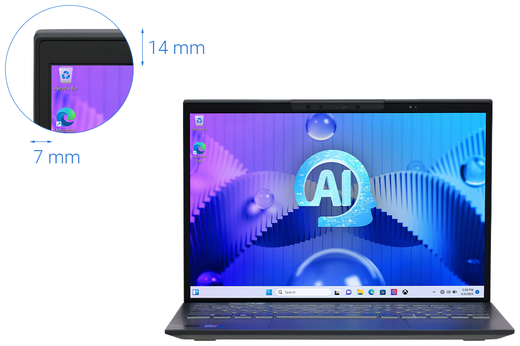 Laptop MSI Prestige 13 AI Evo A1MG - 062VN (Ultra 7 155H, 32GB, 1TB, 2.8K OLED, Win11) Màu Xám