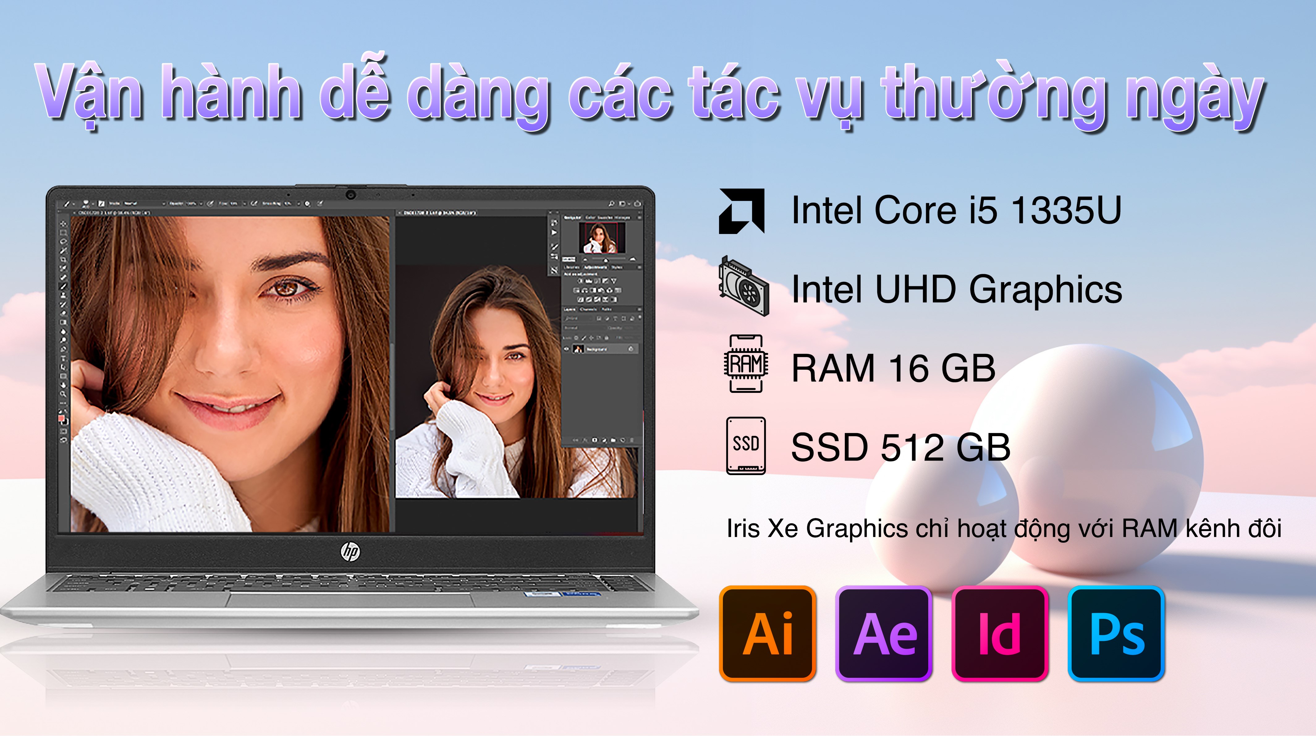 Laptop HP 240 G10 - 9H2E4PT (i5 1335U, 16GB, 512GB, Full HD, Win11)