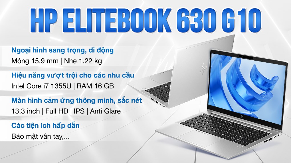 Laptop HP Elitebook 630 G10 - 9J0B7PT (i7 1355U, 16GB, 512GB, Full HD, Cảm ứng, Win11)