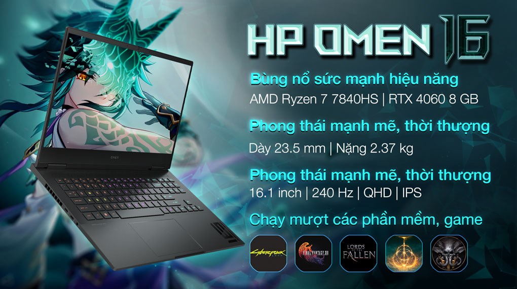 Laptop HP OMEN 16 xf0071AX R7 7840HS/32GB/1TB/8GB RTX4060/240Hz/Win11 (8W946PA)