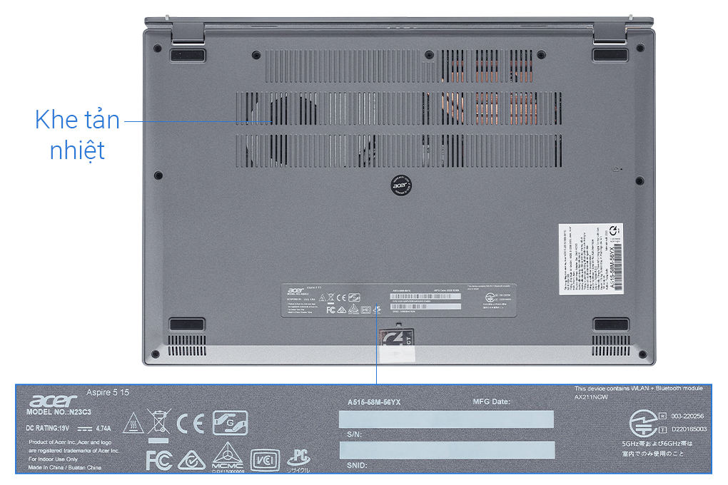 Laptop Acer Aspire 5 A515 58M 56YX - NX.KQ8SV.005 (i5 13420H, 16GB, 512GB, Full HD, Win11) - 12