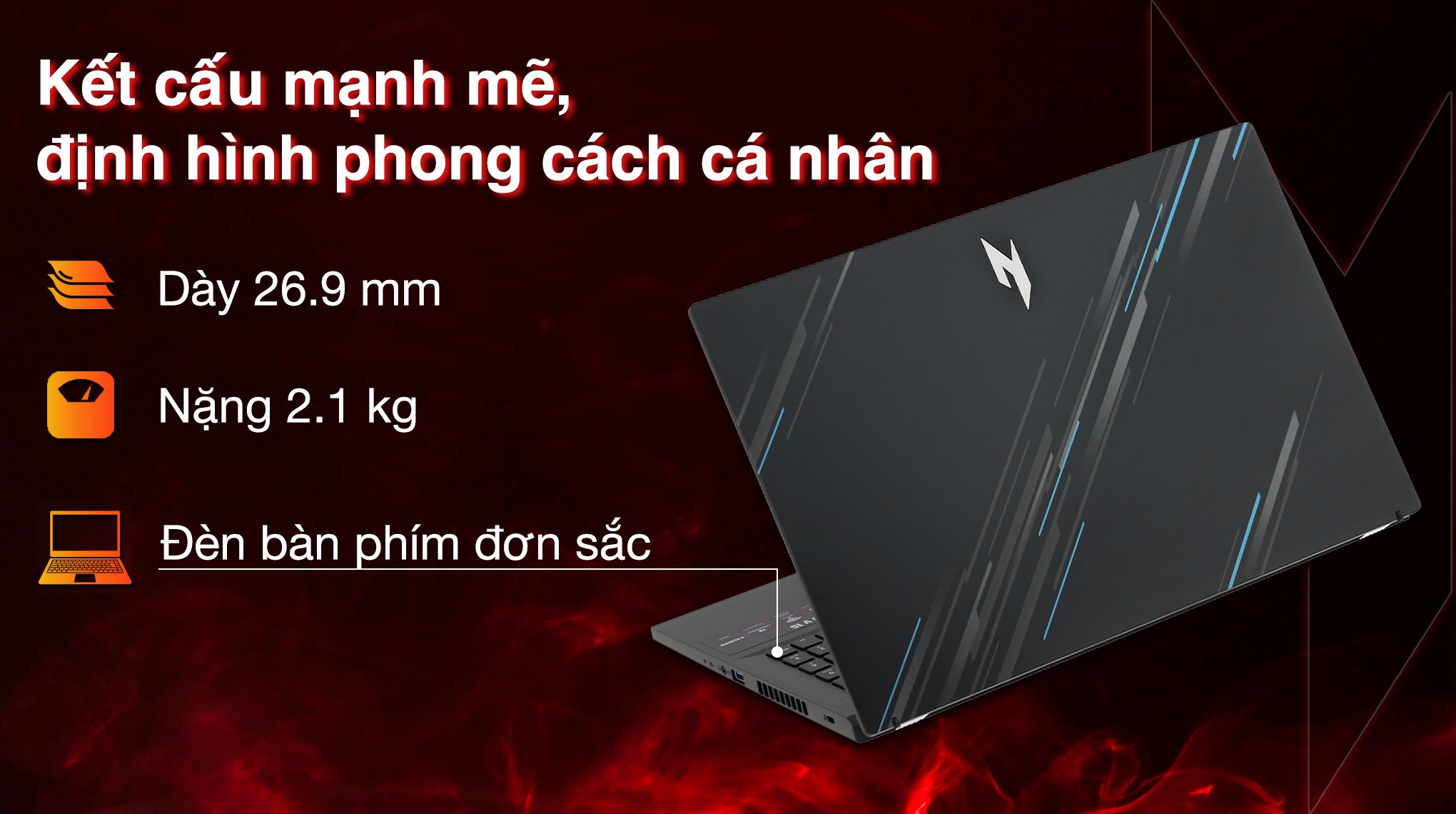 Laptop Acer Gaming Nitro V ANV15 51 58AN - NH.QNASV.001 (i5 13420H, 8GB, 512GB , RTX 2050 4GB, Full HD 144Hz, Win11)