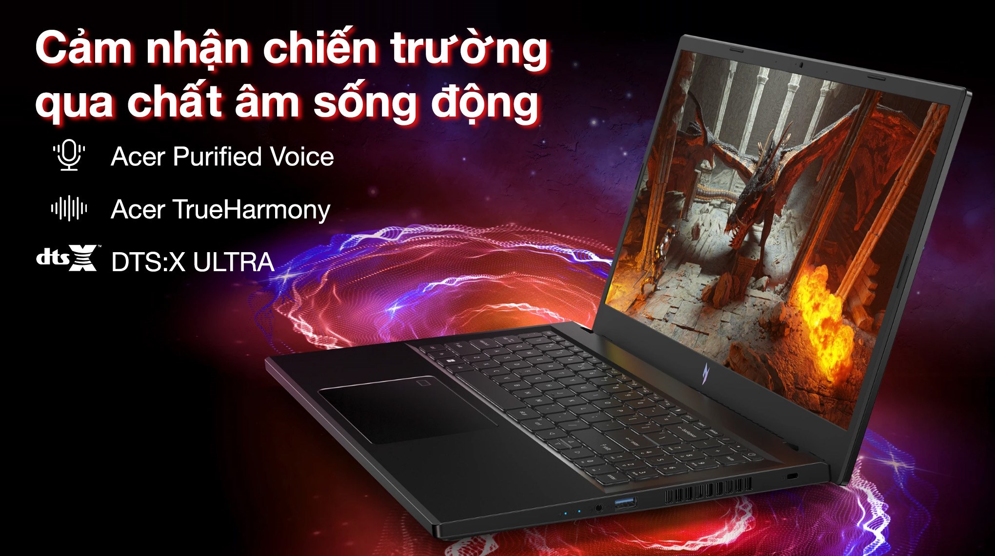 Laptop Acer Gaming Nitro V ANV15 51 58AN - NH.QNASV.001 (i5 13420H, 8GB, 512GB , RTX 2050 4GB, Full HD 144Hz, Win11)