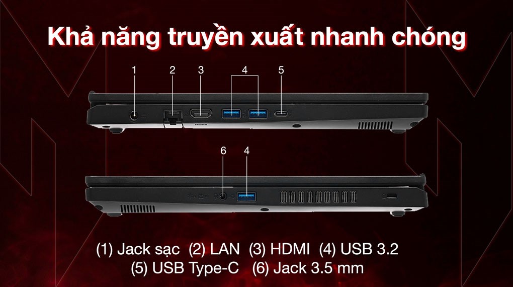 Laptop Acer Gaming Nitro V ANV15 51 58AN - NH.QNASV.001 (i5 13420H, 8GB, 512GB , RTX 2050 4GB, Full HD 144Hz, Win11)