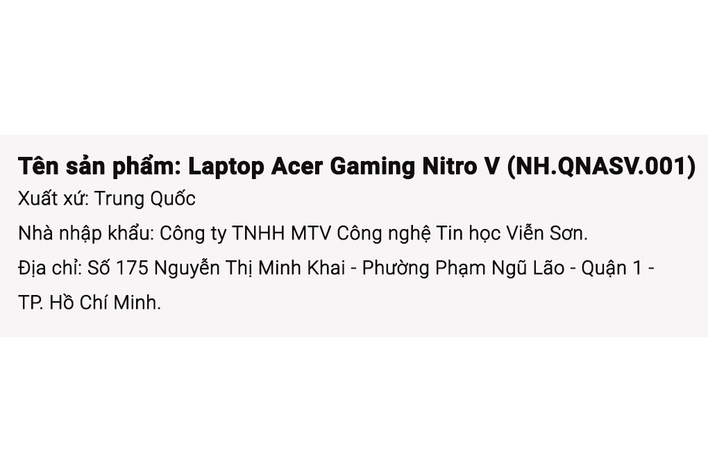 Laptop Acer Gaming Nitro V ANV15 51 58AN - NH.QNASV.001 (i5 13420H, 8GB, 512GB , RTX 2050 4GB, Full HD 144Hz, Win11) Màu Đen
