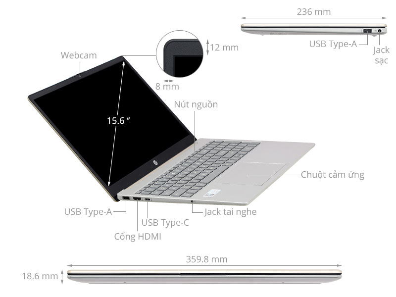 HP 15 fd0234TU - 9Q969PA (i5 1334U, 16GB, 512GB, Full HD, Win11)