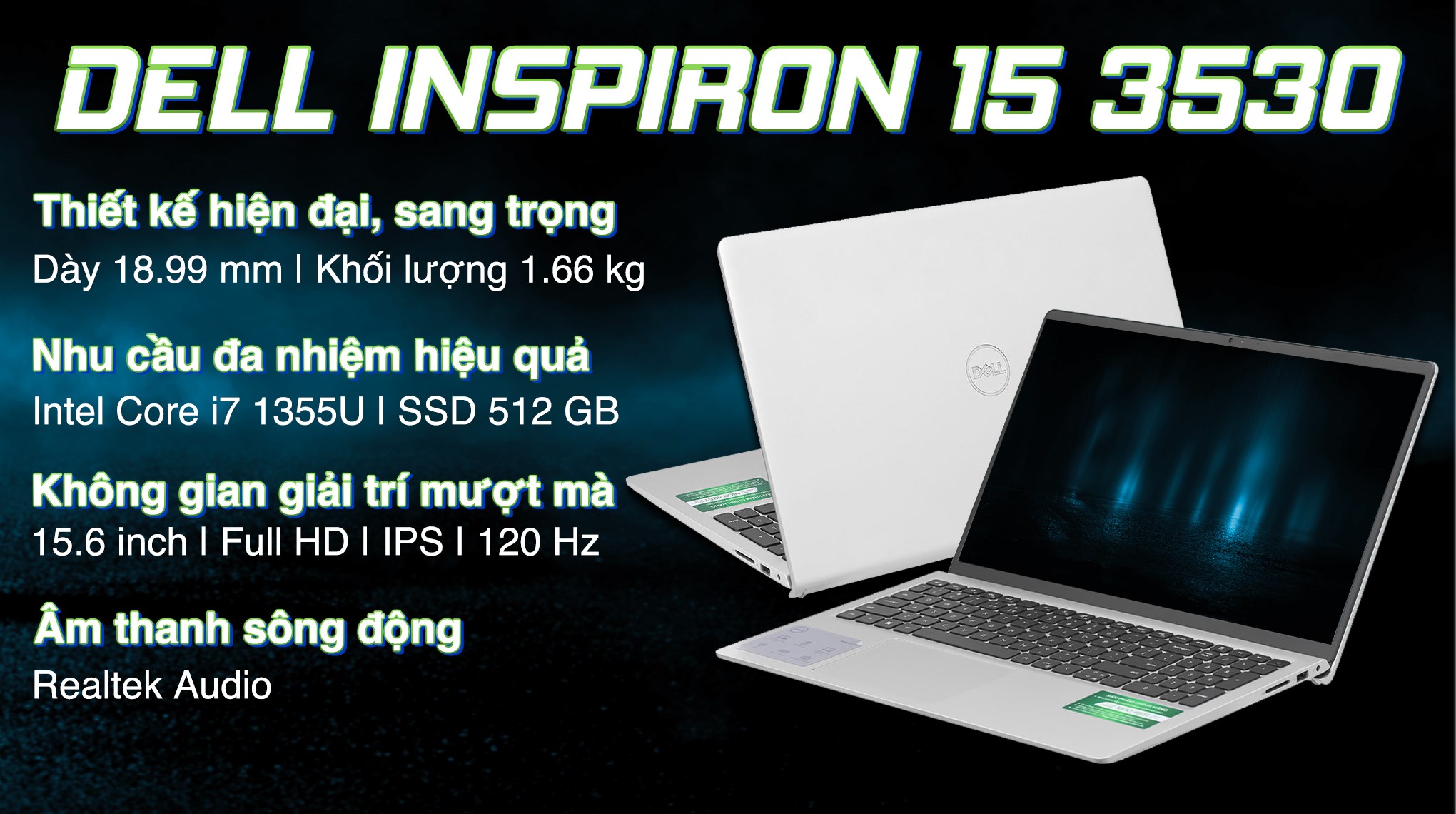 Laptop Dell Inspiron 15 3530 i7 1355U/16GB/512GB/120Hz/OfficeHS/Win11 (71035574)