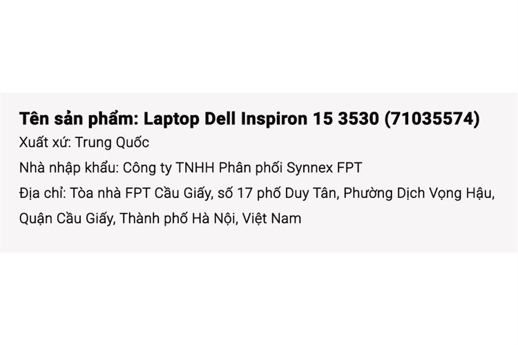 Laptop Dell Inspiron 15 3530 i7 1355U/16GB/512GB/120Hz/OfficeHS/Win11 (71035574) Màu Bạc