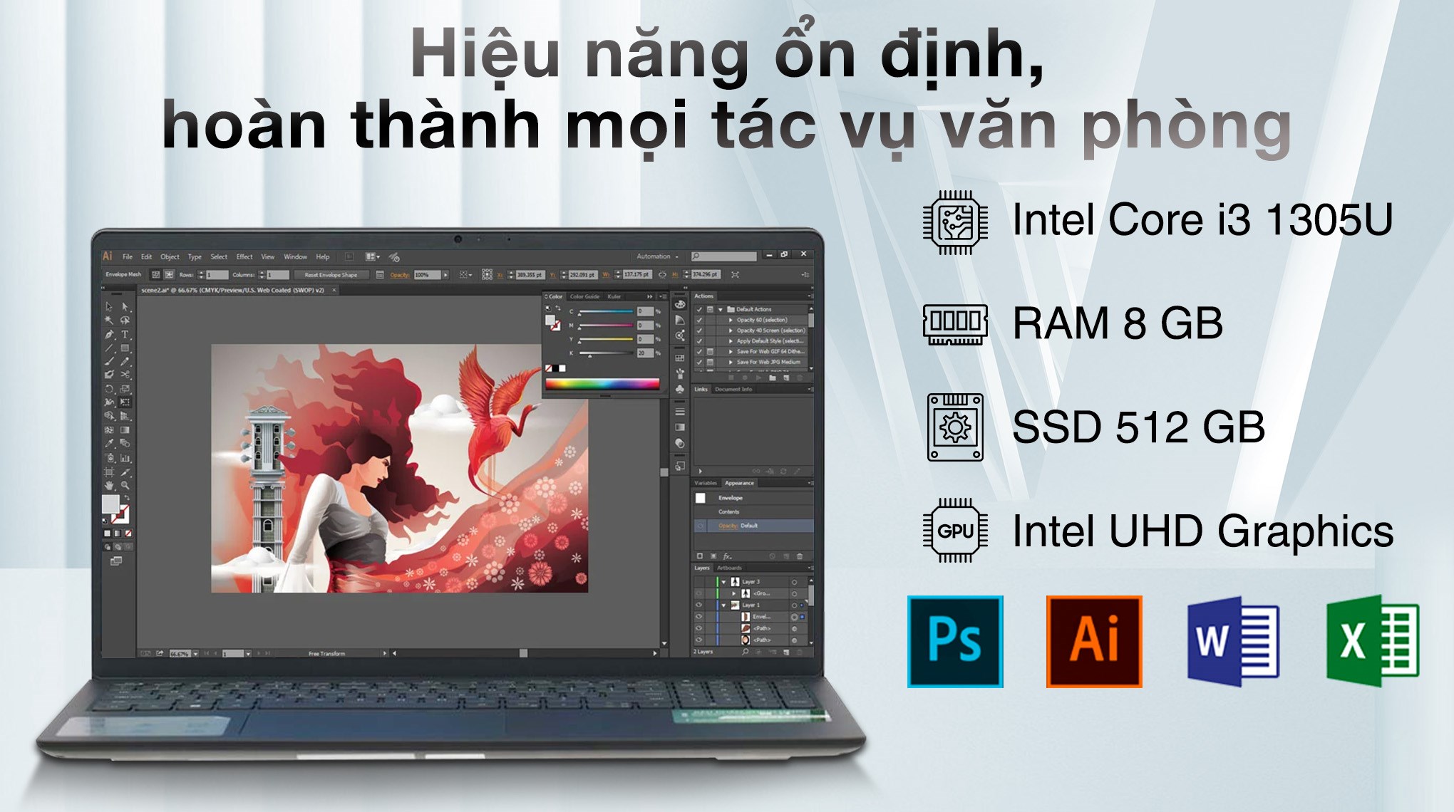 Laptop Dell Inspiron 15 3530 i3 1305U/8GB/512GB/120Hz/OfficeHS/Win11 (i3U085W11BLU)