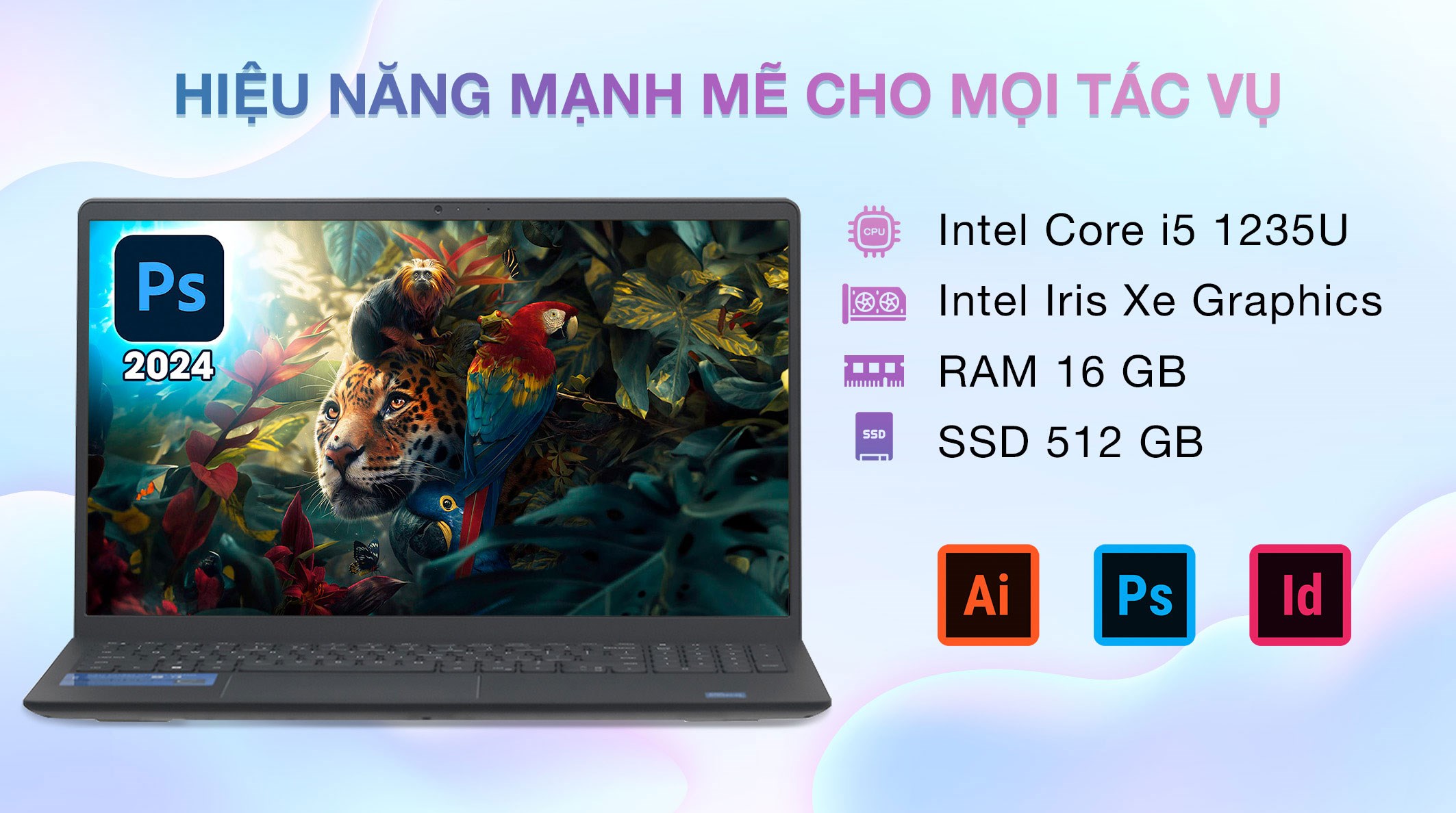 Laptop Dell Vostro 15 3520 - i5U165W11GRU (i5 1235U, 16GB, 512GB, 15.6"F, 120Hz, OfficeHS, KYHD, Win11)