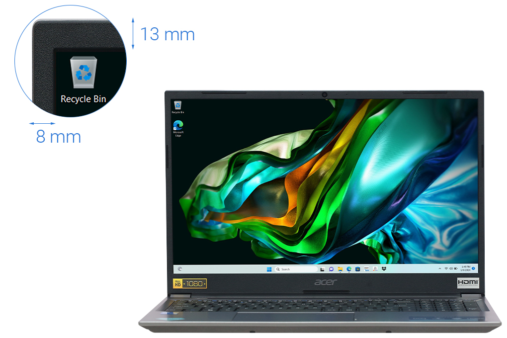 Laptop Acer Aspire Lite 15 51M 55NB i5 1155G7/8GB/512GB/Win11 (NX.KRSSV.001) Màu Xám