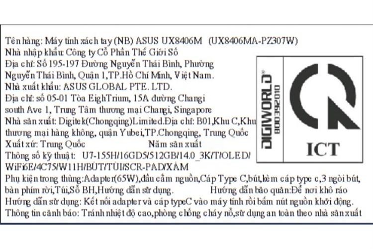 Laptop Asus Zenbook 14 Duo OLED UX8406MA Ultra 7 155H/16GB/512GB/120Hz/Touch/Pen/Túi/Win11 (PZ307W) Màu Xám