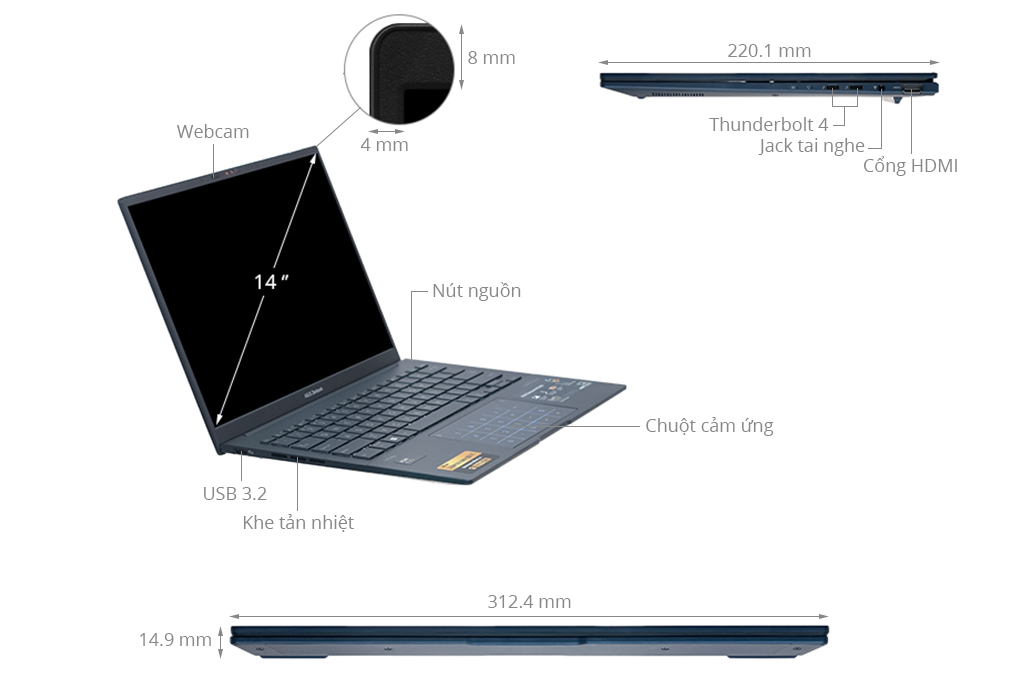 Asus Zenbook 14 OLED UX3405MA - PP475W (Ultra 9 185H, 32GB, 1TB, 2.8K OLED 120Hz, Win11)