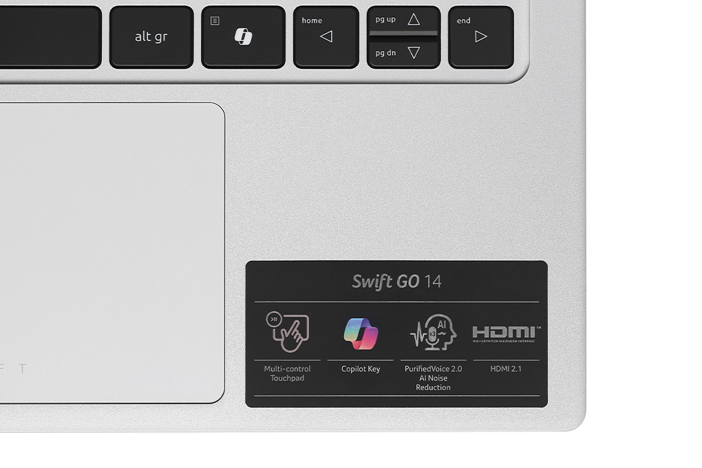Laptop Acer Swift Go 14 AI 73 71ZX - NX.KSLSV.002 (Ultra 7 155H, 16GB, 512GB, 2.8K, Win11) Màu Bạc
