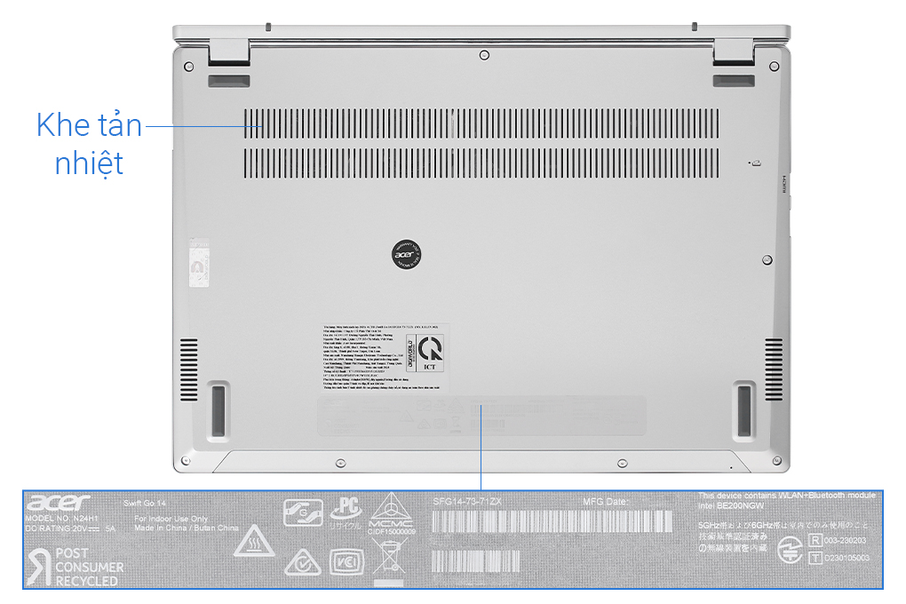 Laptop Acer Swift Go 14 AI 73 71ZX - NX.KSLSV.002 (Ultra 7 155H, 16GB, 512GB, 2.8K, Win11) Màu Bạc