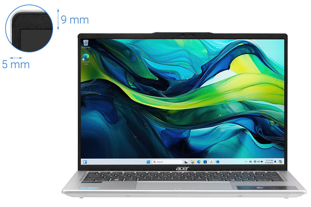 Laptop Acer Swift Go 14 AI 73 71ZX - NX.KSLSV.002 (Ultra 7 155H, 16GB, 512GB, 2.8K, Win11) Màu Bạc