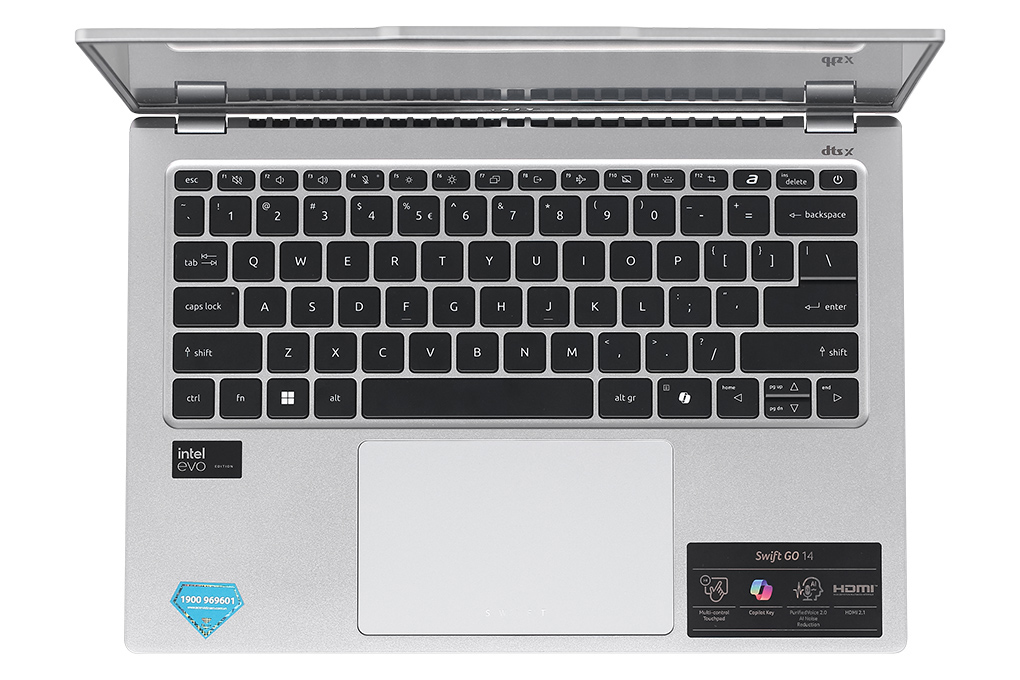 Laptop Acer Swift Go 14 AI 73 71ZX - NX.KSLSV.002 (Ultra 7 155H, 16GB, 512GB, 2.8K, Win11) Màu Bạc