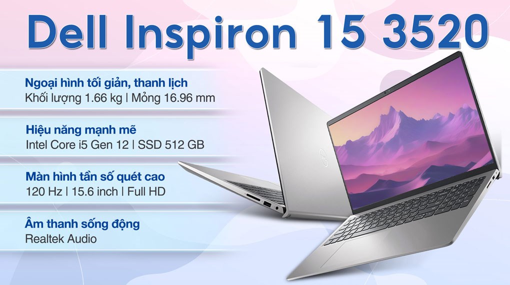 Laptop Dell Inspiron 15 3520 i5 1235U/16GB/512GB/120Hz/OfficeHS/Win11 (N5I5052W1)