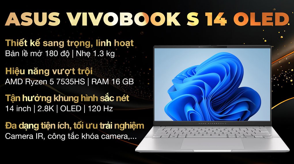 Laptop Asus Vivobook S 14 OLED M5406NA R5 7535HS/16GB/512GB/120Hz/Win11 (PP074W)