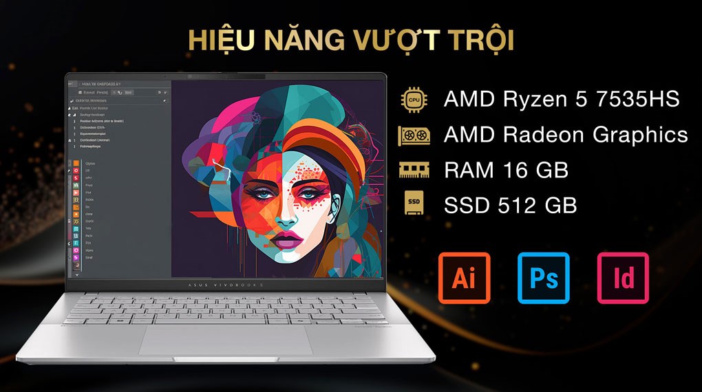 Laptop Asus Vivobook S 14 OLED M5406NA R5 7535HS/16GB/512GB/120Hz/Win11 (PP074W)