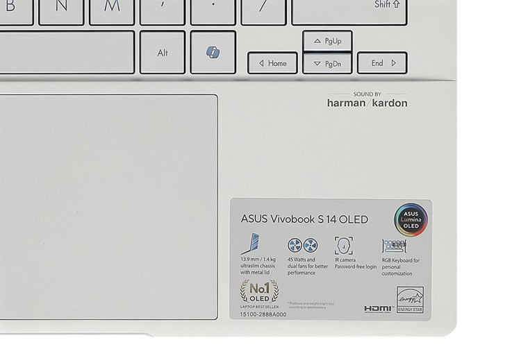 Laptop Asus Vivobook S 14 OLED M5406NA R5 7535HS/16GB/512GB/120Hz/Win11 (PP074W) Màu Bạc