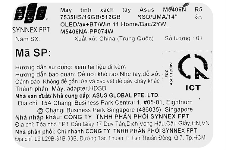 Laptop Asus Vivobook S 14 OLED M5406NA R5 7535HS/16GB/512GB/120Hz/Win11 (PP074W) Màu Bạc