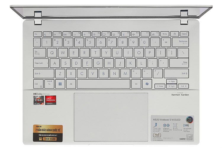 Laptop Asus Vivobook S 14 OLED M5406NA R5 7535HS/16GB/512GB/120Hz/Win11 (PP074W) Màu Bạc