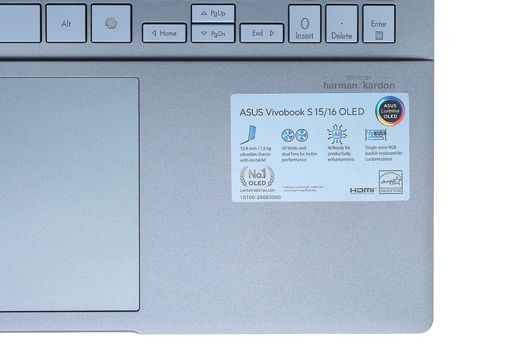 Laptop Asus Vivobook S 16 OLED S5606MA - MX050W (Ultra 5 125H, 16GB, 512GB, 3.2K OLED 120Hz, Win11) Màu Xanh Dương