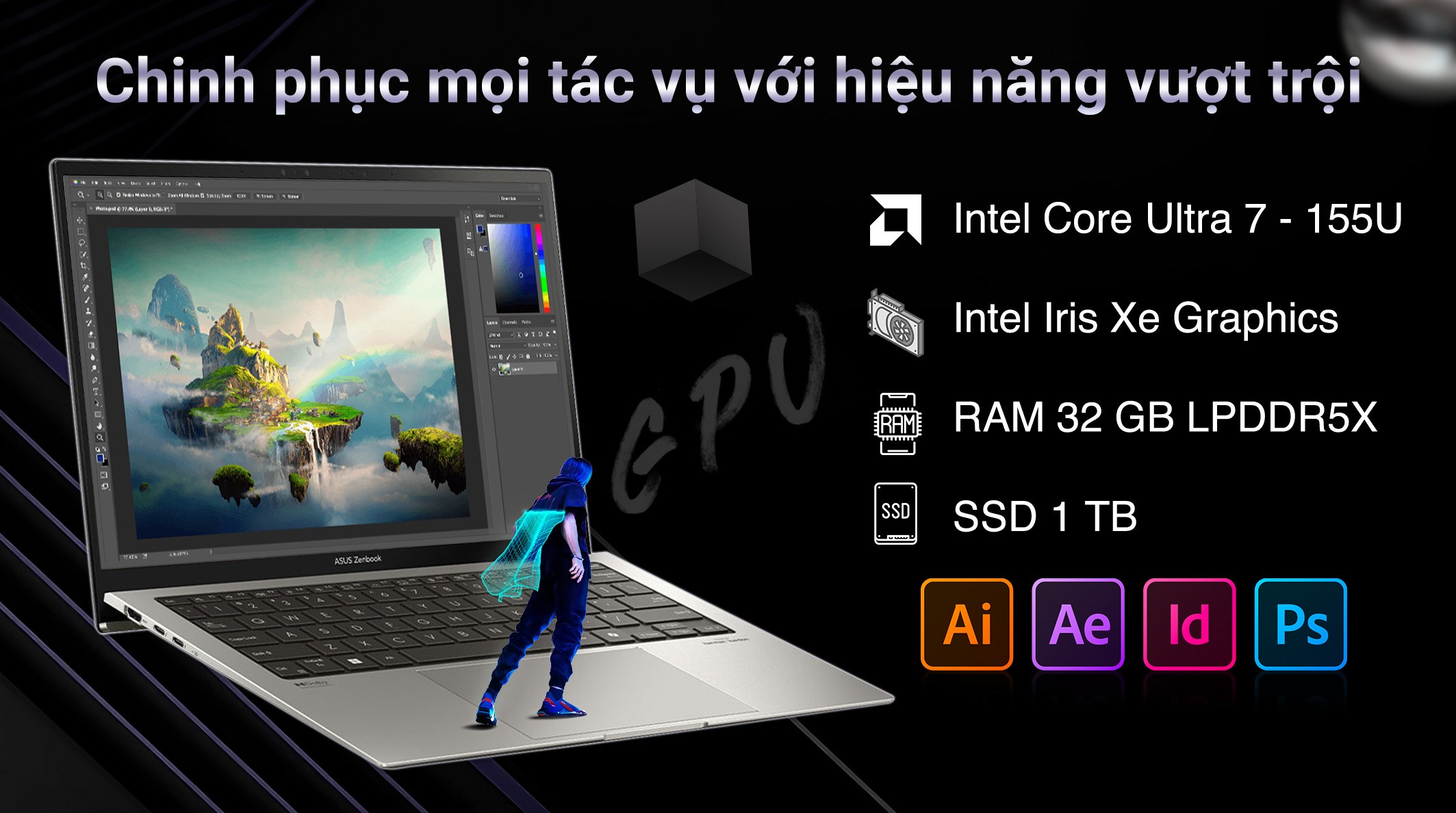 Laptop Asus Zenbook S 13 OLED UX5304MA Ultra 7 155U/32GB/1TB/Win11 (NQ117W)