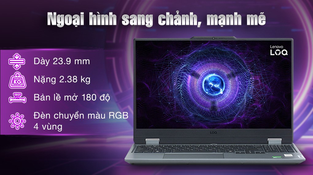 Laptop Lenovo Gaming LOQ 15IRX9 i7 13650HX/16GB/512GB/6GB RTX4050/144Hz/Win11 (83DV00D5VN)