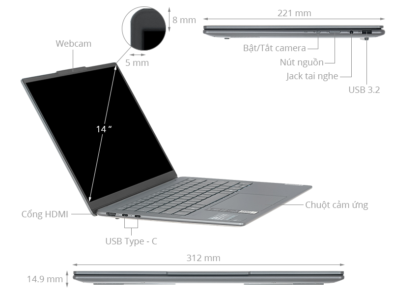 Lenovo Yoga 7 14IMH9 - 83CV001VVN (Ultra7, 32GB, 1TB, WUXGA OLED, OfficeHS, Win11)