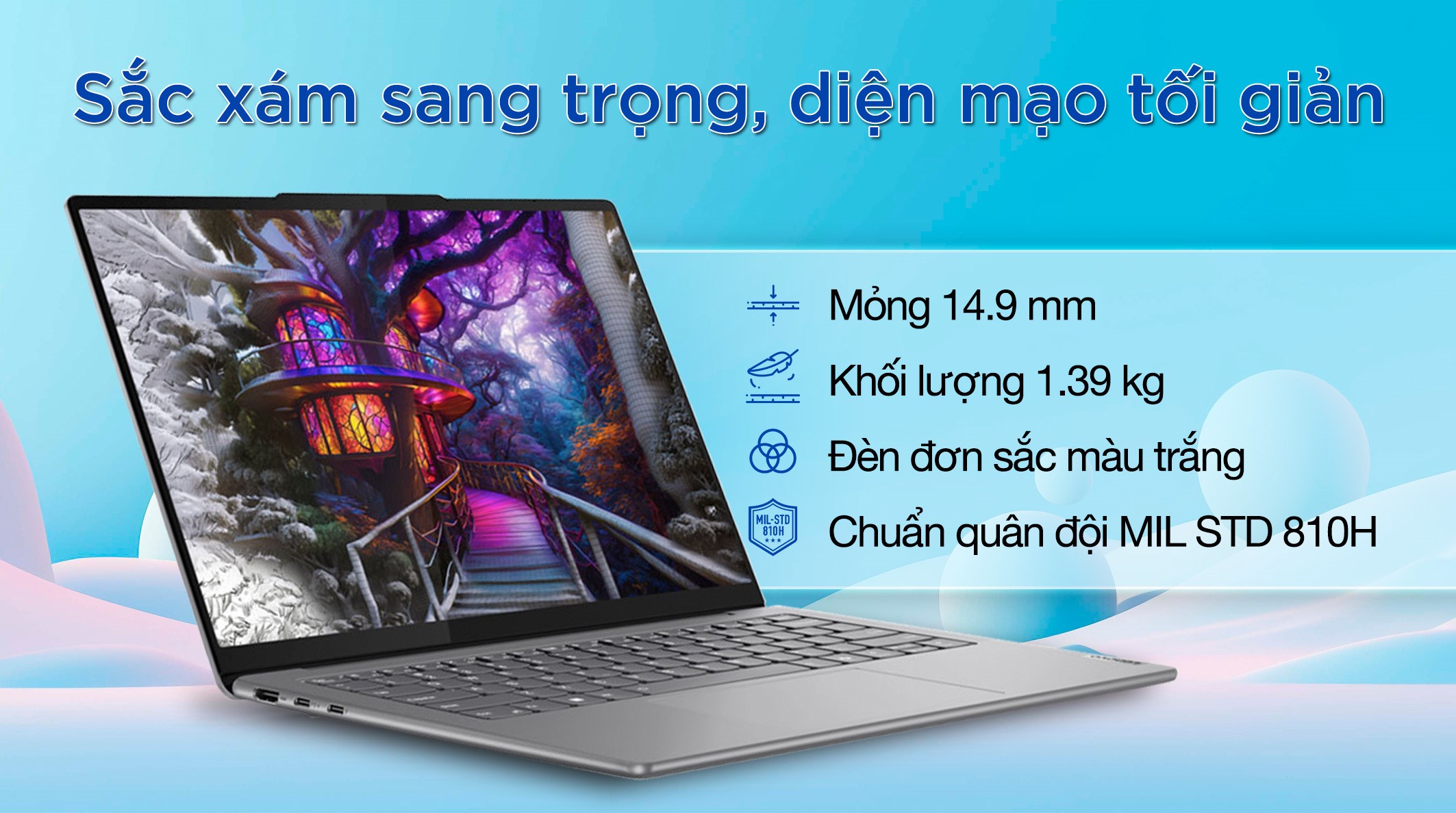 Laptop Lenovo Yoga Slim 7 14IMH9 Ultra 7 155H (83CV001VVN) - Thiết kế, khối lượng