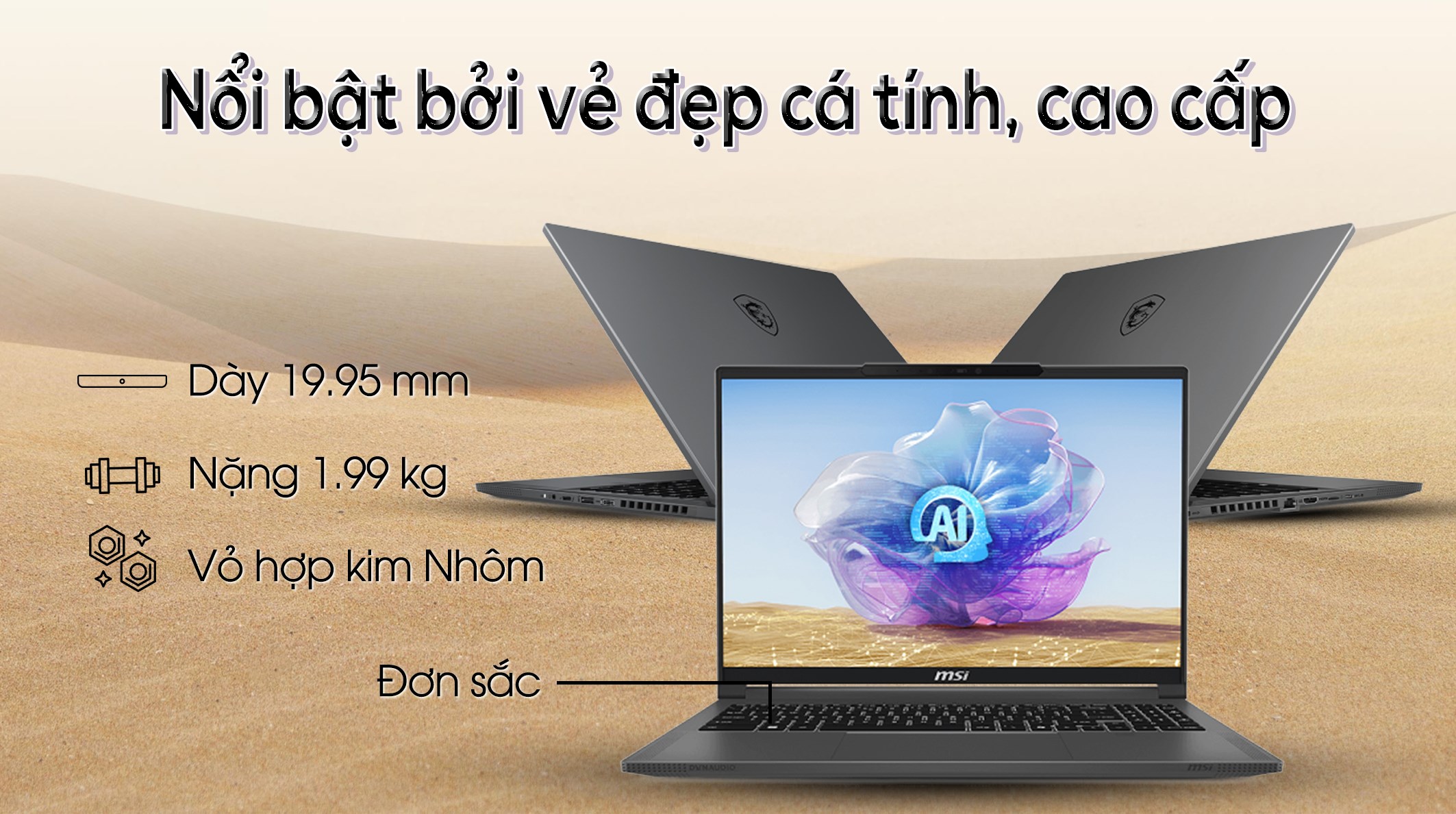 Laptop MSI Creator 16 AI Studio A1VIG Ultra 9 185H/64GB/2TB/16GB RTX4090/120Hz/Balo/Win11 (078VN)