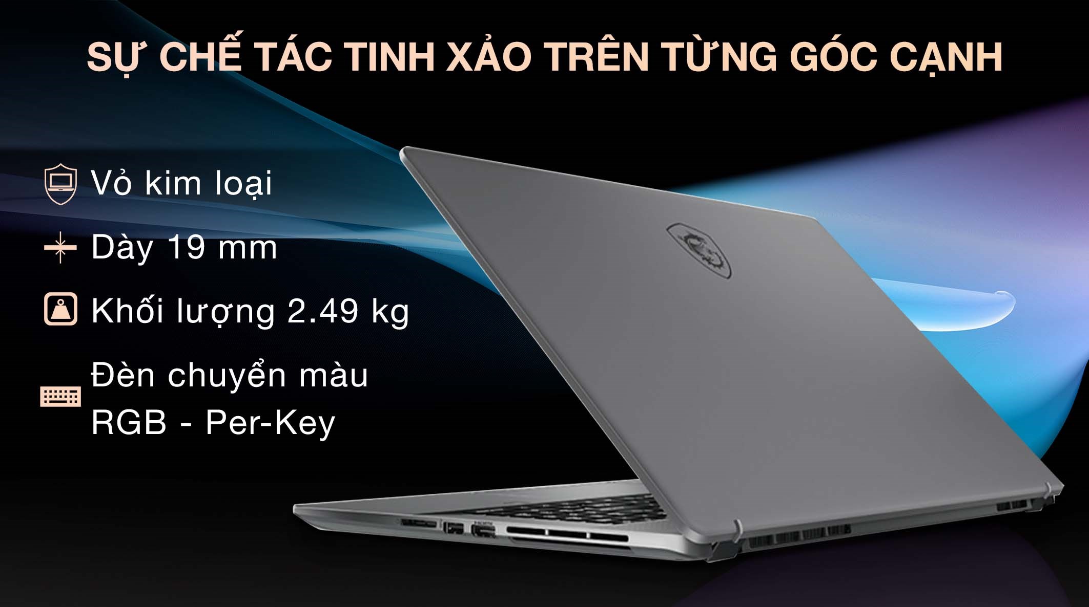 Laptop MSI Creator Z17 HX Studio A14VGT - 272VN (i7 14700HX, 32GB, 2TB, RTX 4070 8GB, QHD+ 165 Hz, Cảm ứng, Win11)