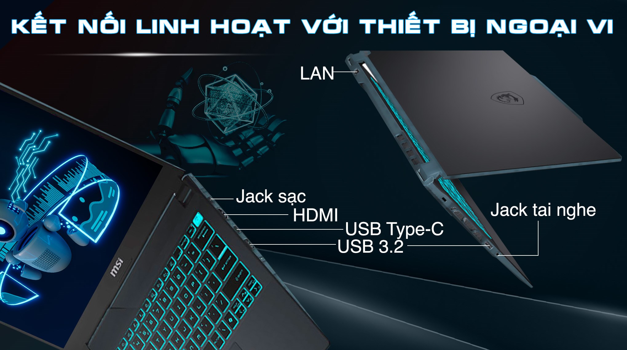 Laptop MSI Gaming Cyborg 14 A13VE - 090VN (i7 13620H, 16GB, 512GB, RTX 4050 6GB, Full HD+ 144Hz, Win11)