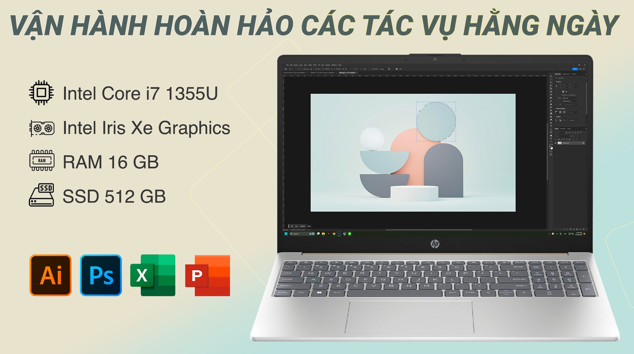 Hình ảnh Laptop HP 15 fd0015TU i7 1355U/16GB/512GB/Win11 (A19C5PA)