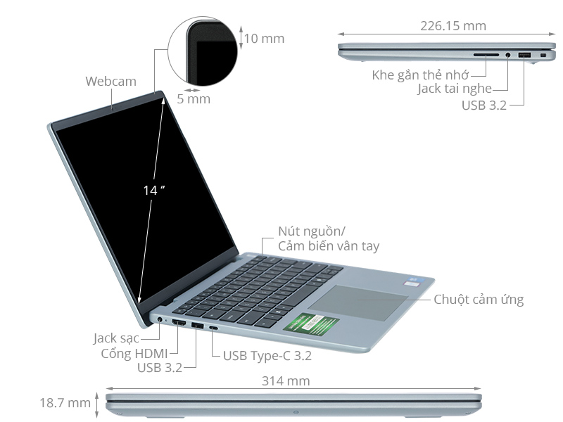 Dell Inspiron 14 5440 - 7FN5J (Core 7 150U, 16GB, 1TB, Full HD+, OfficeHS, Win11)