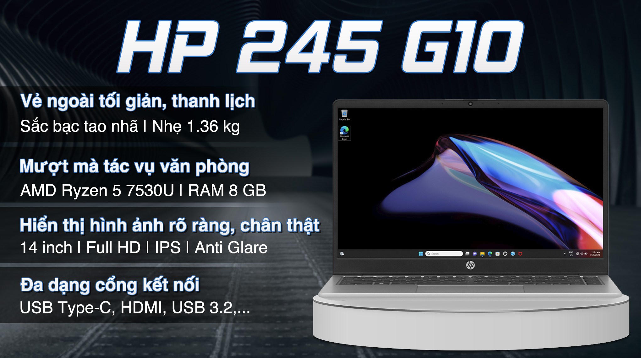 Laptop HP 245 G10 R5 7530U/8GB/512GB/Win11 (A20TDPT)