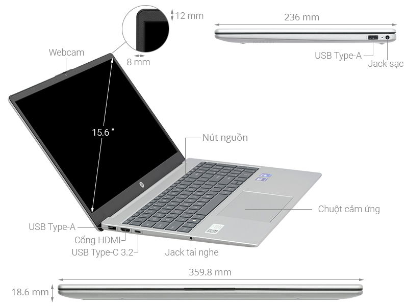 HP 15 fd1064TU Ultra 5 125H/16GB/512GB/Win11 (9Z2Y2PA)