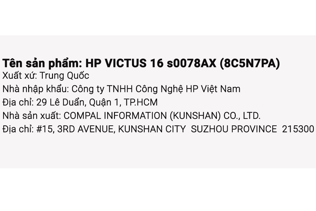 Laptop HP Gaming VICTUS 16 s0078AX - 8C5N7PA (R5 7640HS, 16GB, 512GB, RTX 3050 6GB, Full HD 144Hz, Win11) Màu Đen