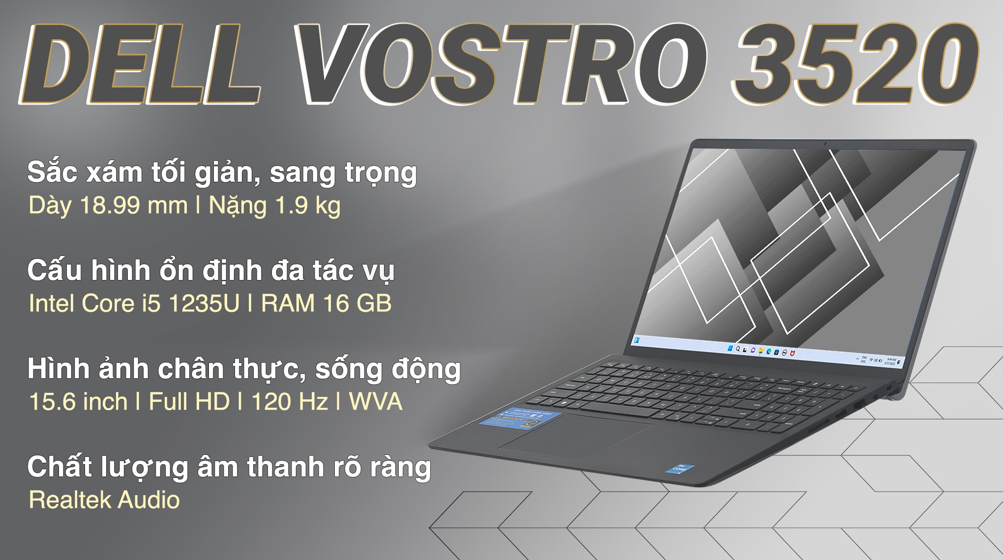 Laptop Dell Vostro 3520 i5 1235U/16GB/512GB/120Hz/OfficeHS/Win11 (71030559)